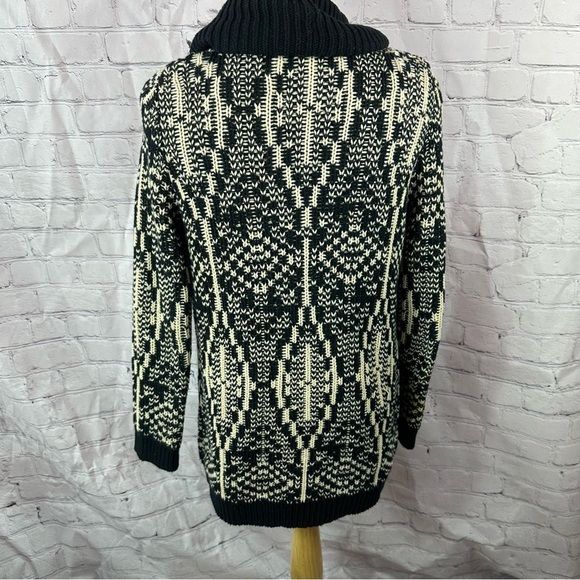 Talbots petites Black Cream Cardigan Sweater cotton wool blend Shawl Collar S - Picture 3 of 7